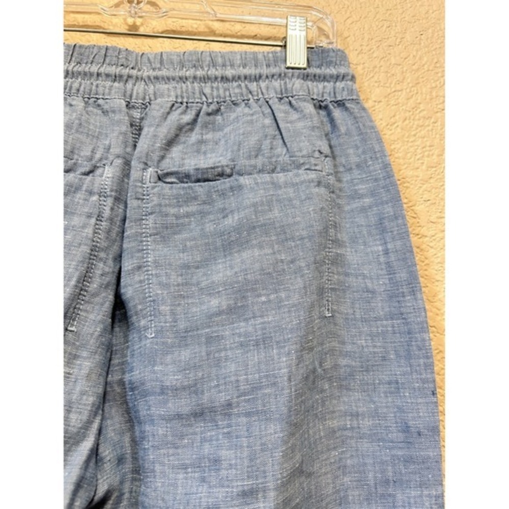 Athleta 4 Linen Jogger Pants Blue Casual Beach Coastal Summer 100% Linen - Picture 9 of 10